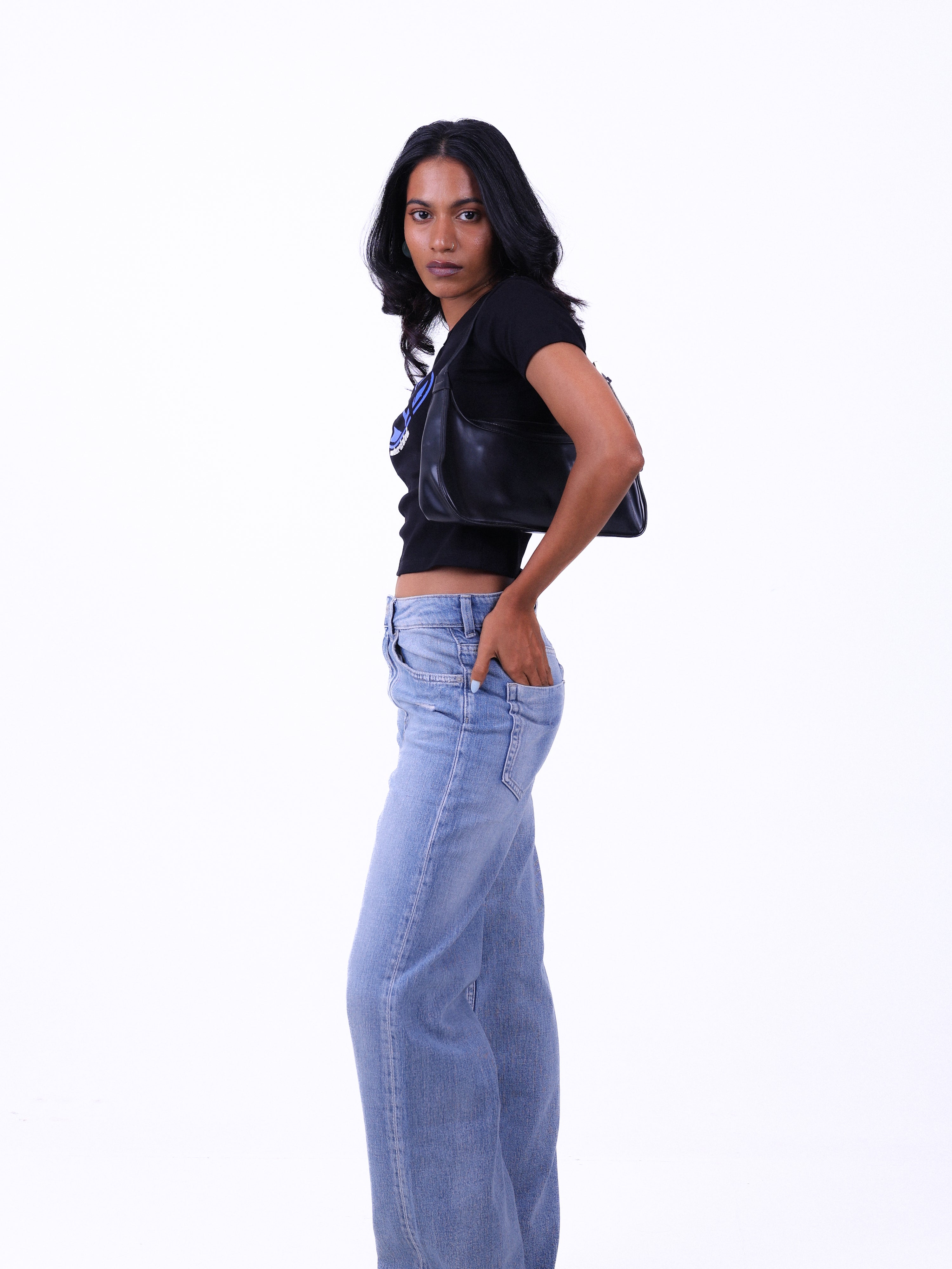 Understated Graphic Top Black