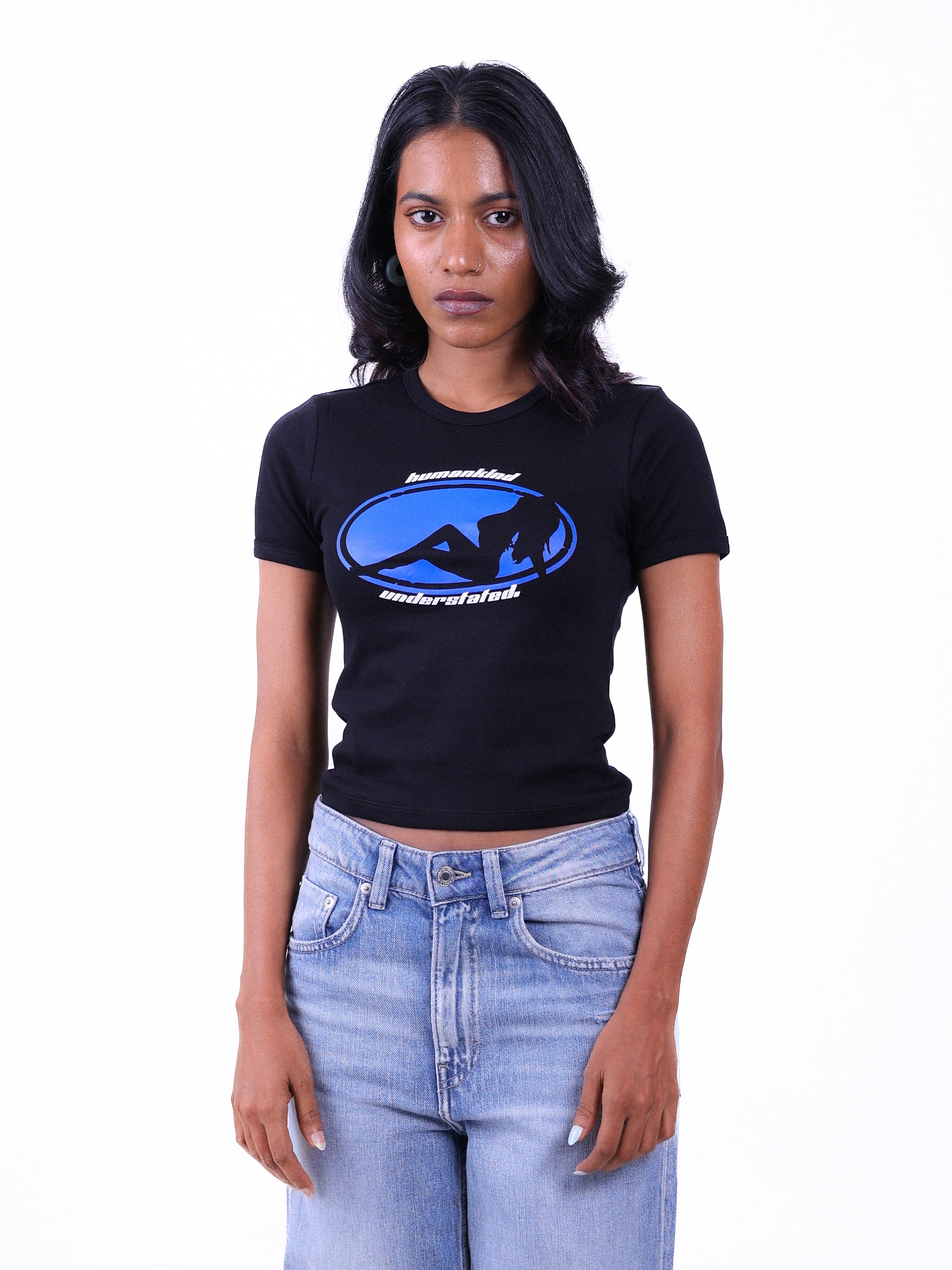 Understated Graphic Top Black