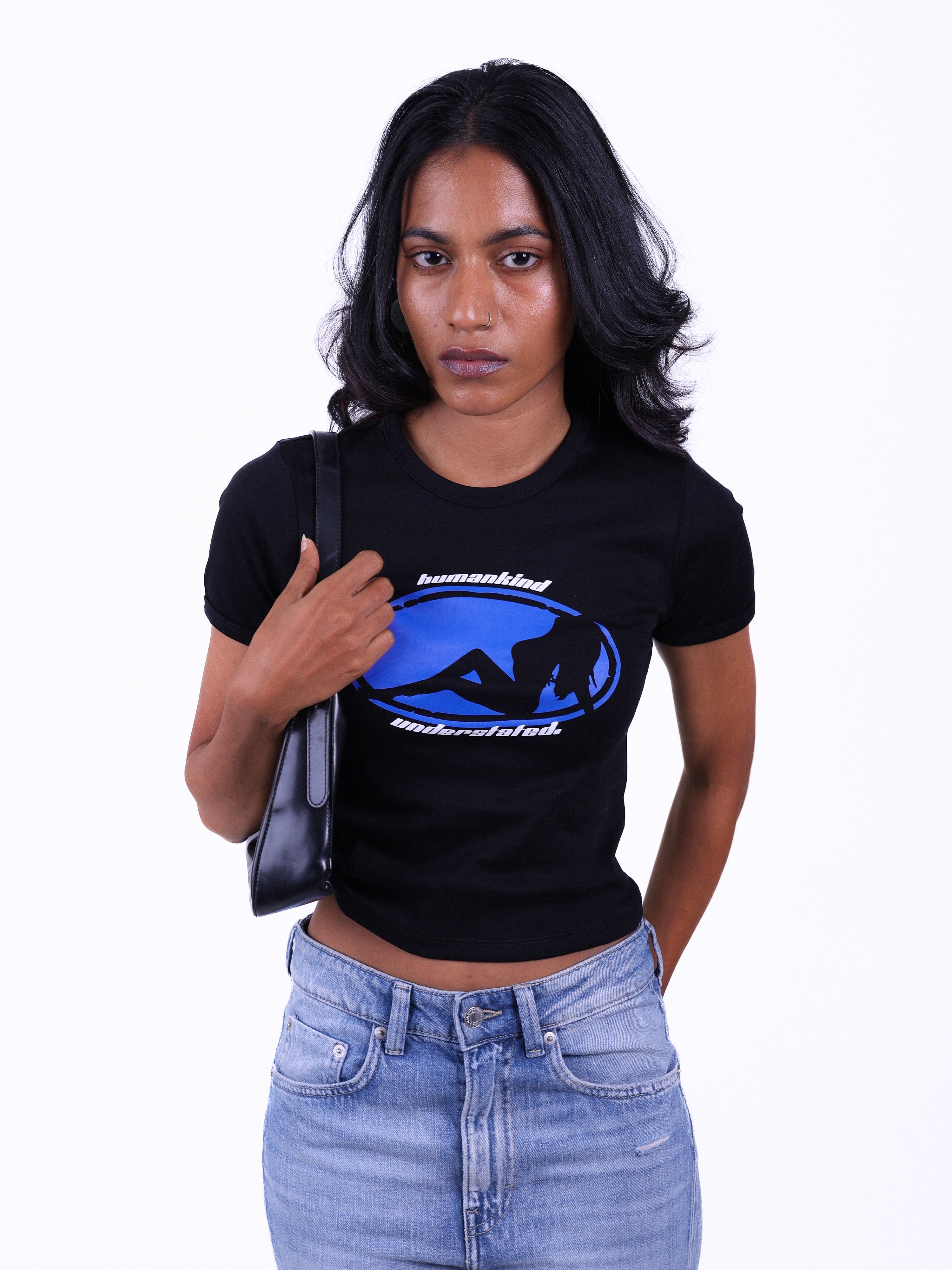 Understated Graphic Top Black