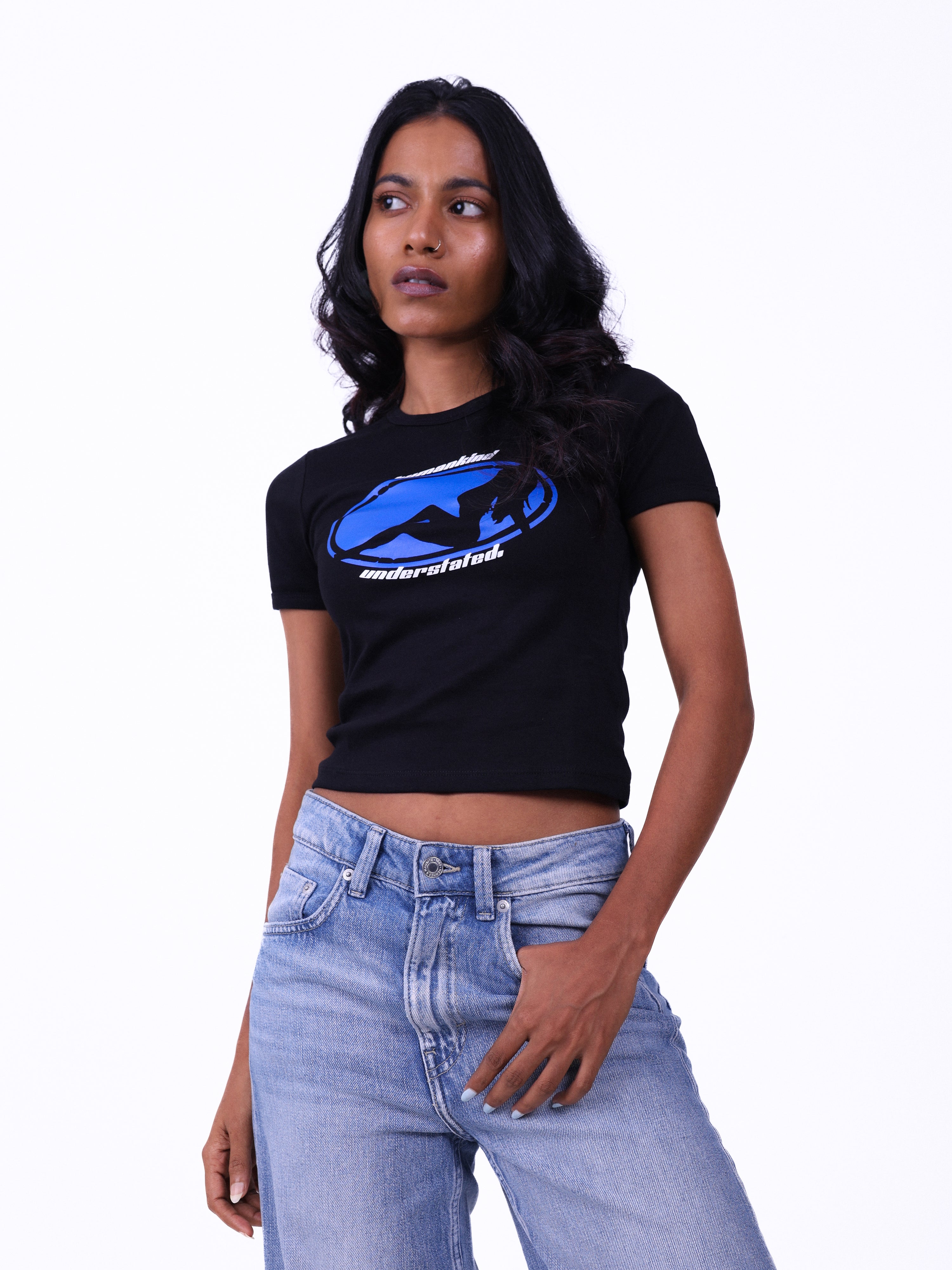 Understated Graphic Top Black