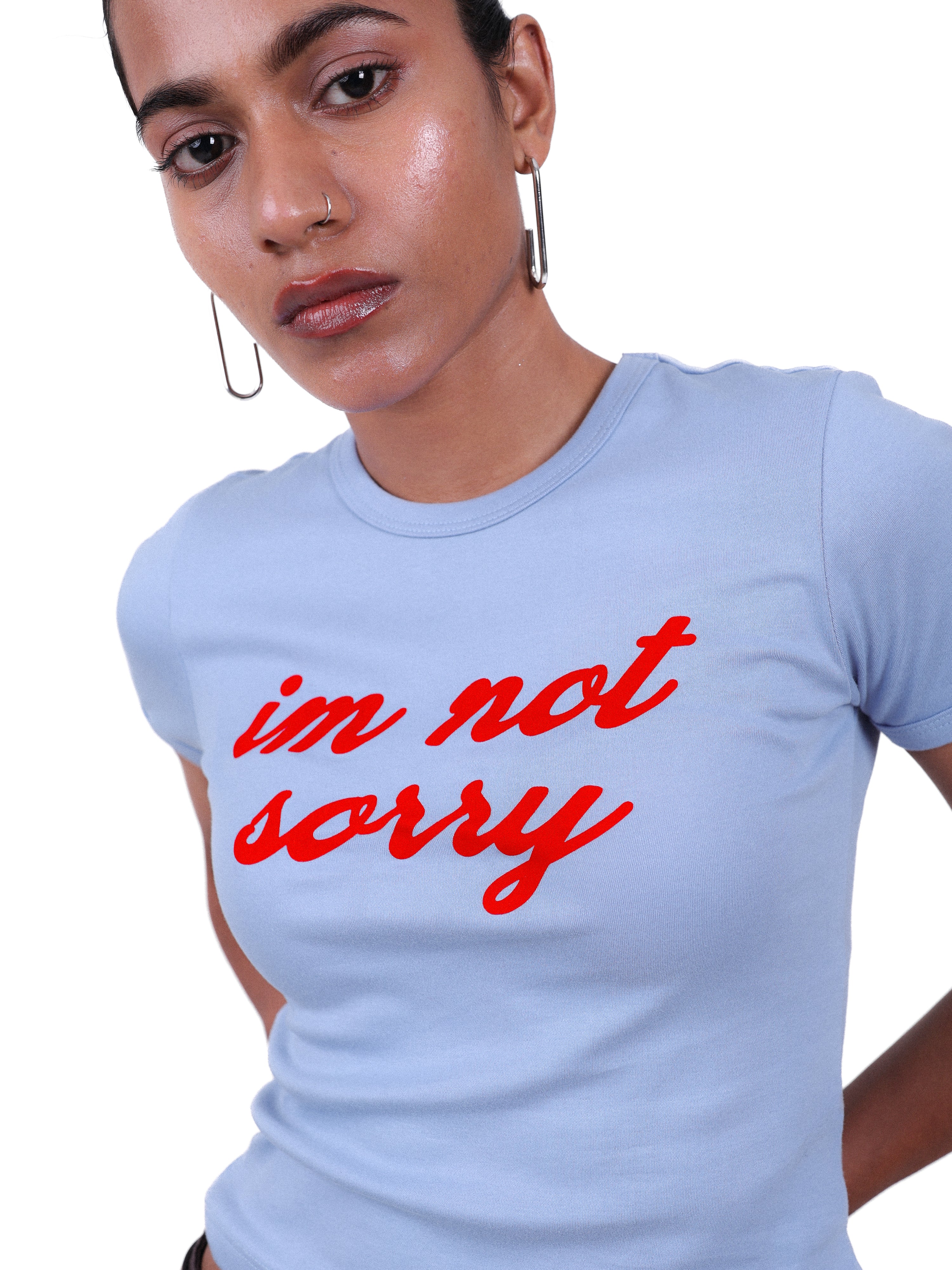 Not Sorry Fitted Tee Blue