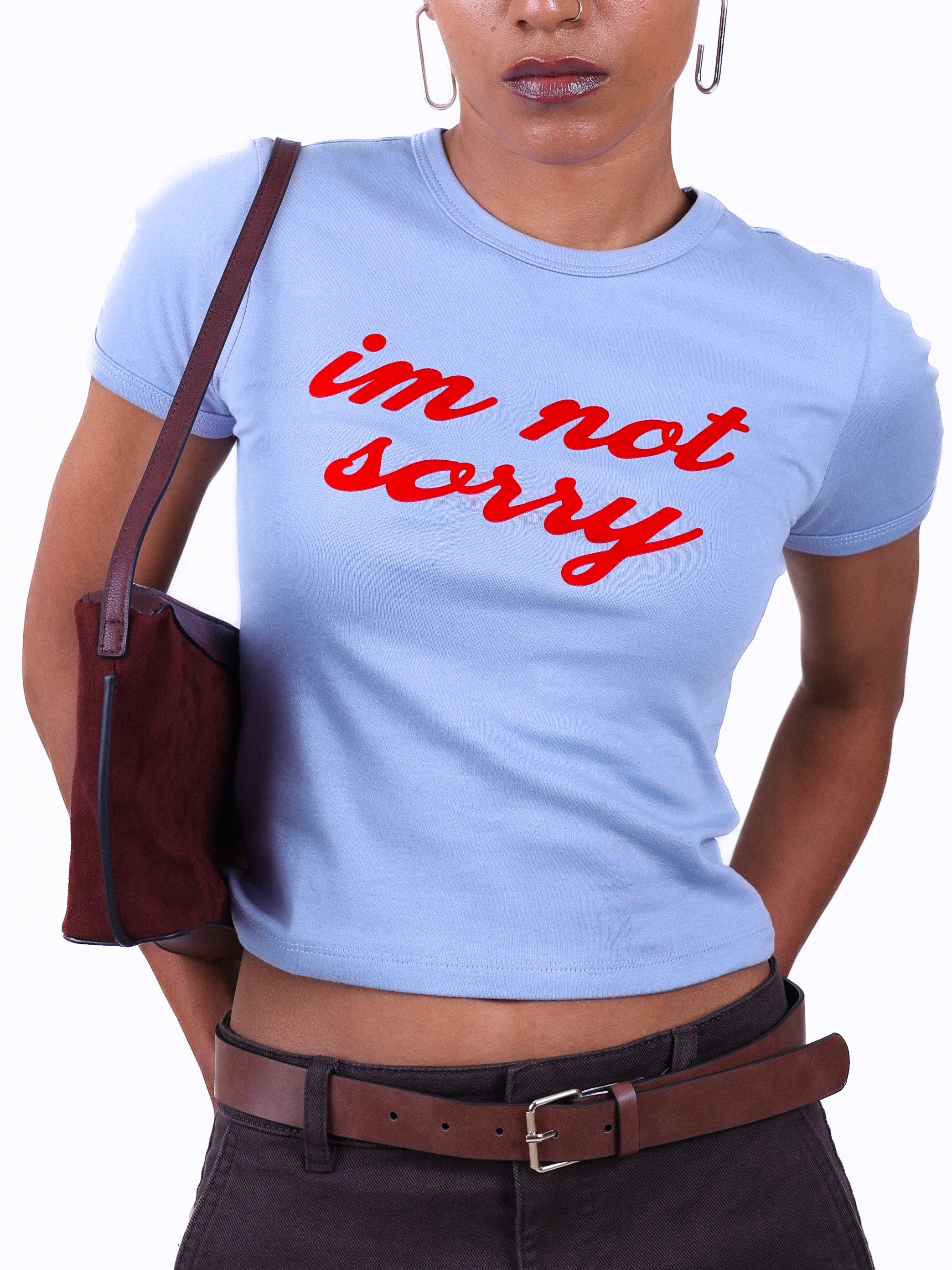 Not Sorry Fitted Tee Blue