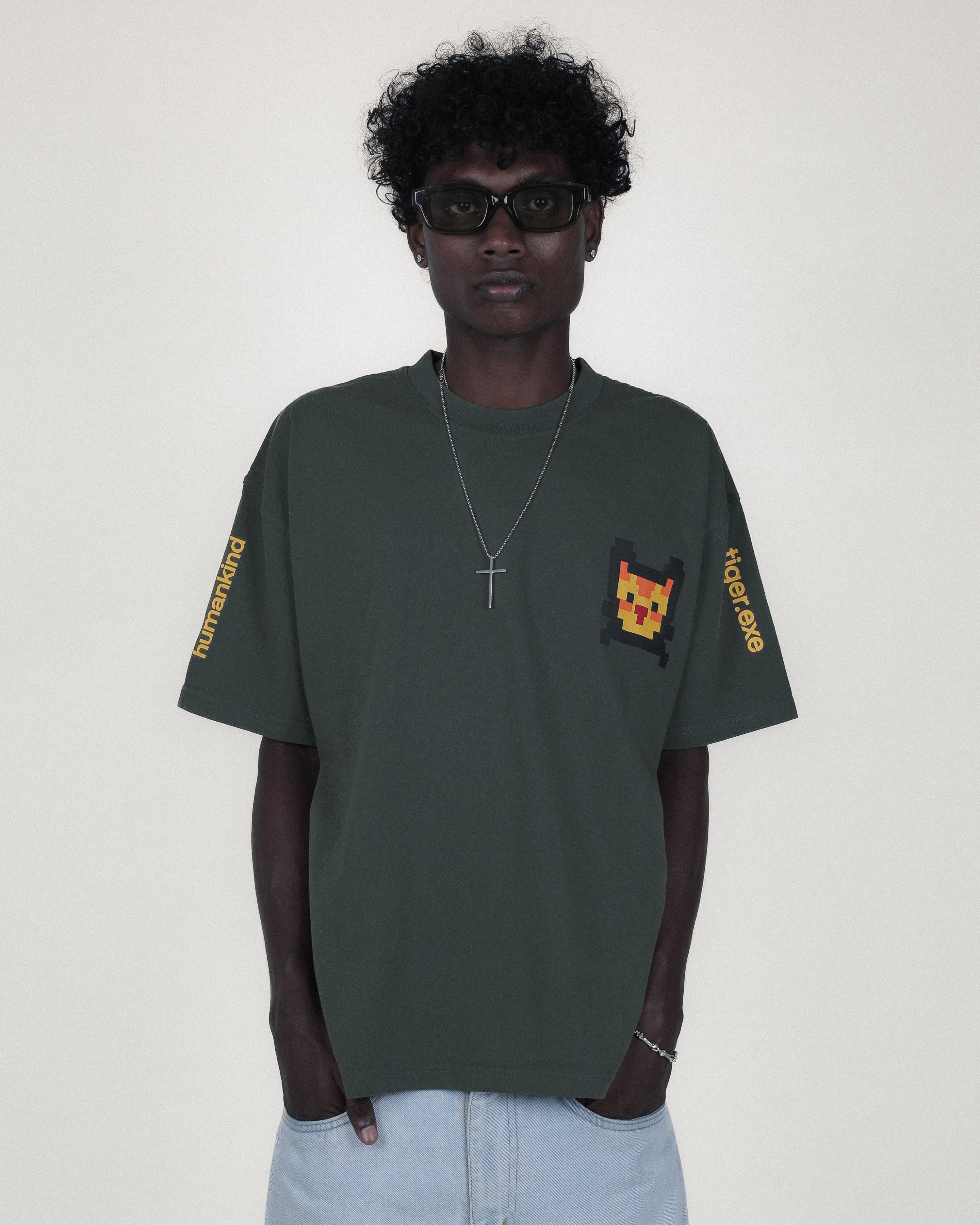 Olive Pixel Flame Tee