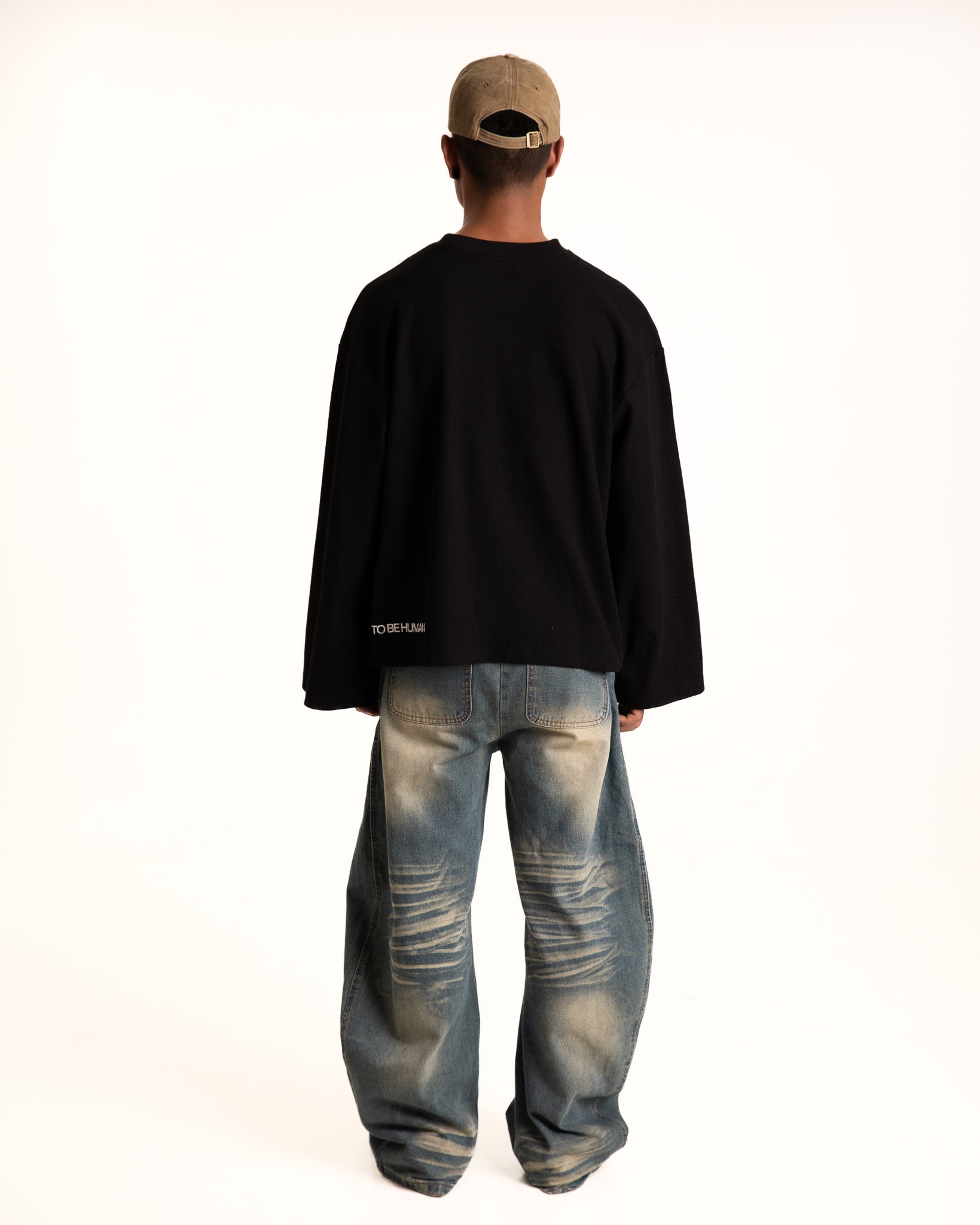 Waffle Black Crewneck